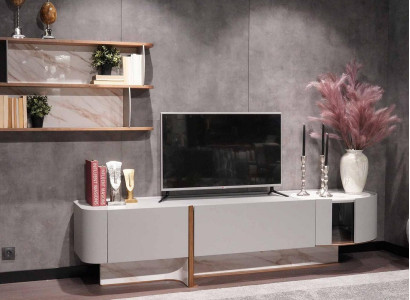 Living room set luxury wall unit TV lowboard sideboard new wall shelf